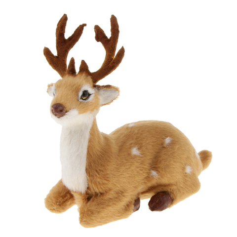 Simulation Lying Christmas Sika Artificial Deer Reindeer Fairy Garden Miniatures Prop Animal Model Figurine Shop Window Showcase ► Photo 1/6