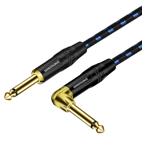 DREMAKE Guitar Cable - 1/4 Inch Straight to Right Angle Instrument Cable - Professional Electric Guitar Cord and Amp Cable ► Photo 1/5