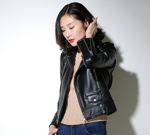 Free shipping,sales.woman slim Genuine leather jacket.fashion motor biker sheepskin coat.soft plus size leather clothing ► Photo 1/5