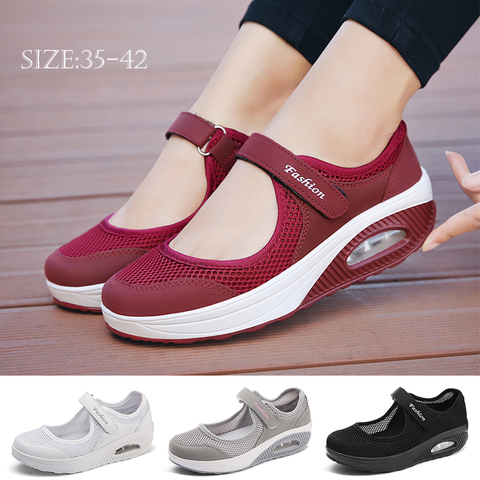 Women's Walking Shoes Lightweight Mesh Breathable Fashion Casual Shoes Air Cushion Flat Shoes ► Photo 1/6
