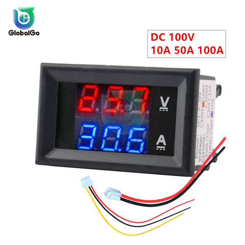 10A 50A 100A DC100V LED Digital Voltmeter Ammeter Car Motocycle Voltage Current Meter Volt Detector Tester Monitor Panel Tool ► Photo 1/6