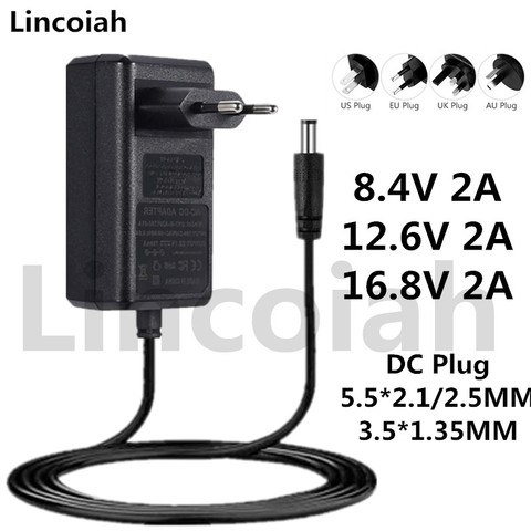 Lincoiah 8.4V 12.6V 16.8V 2A Lithium Battery Charger US EU Power Adapter for 2S 3S 4S 18650 Rechargeable Li-ion Battery Charger ► Photo 1/4