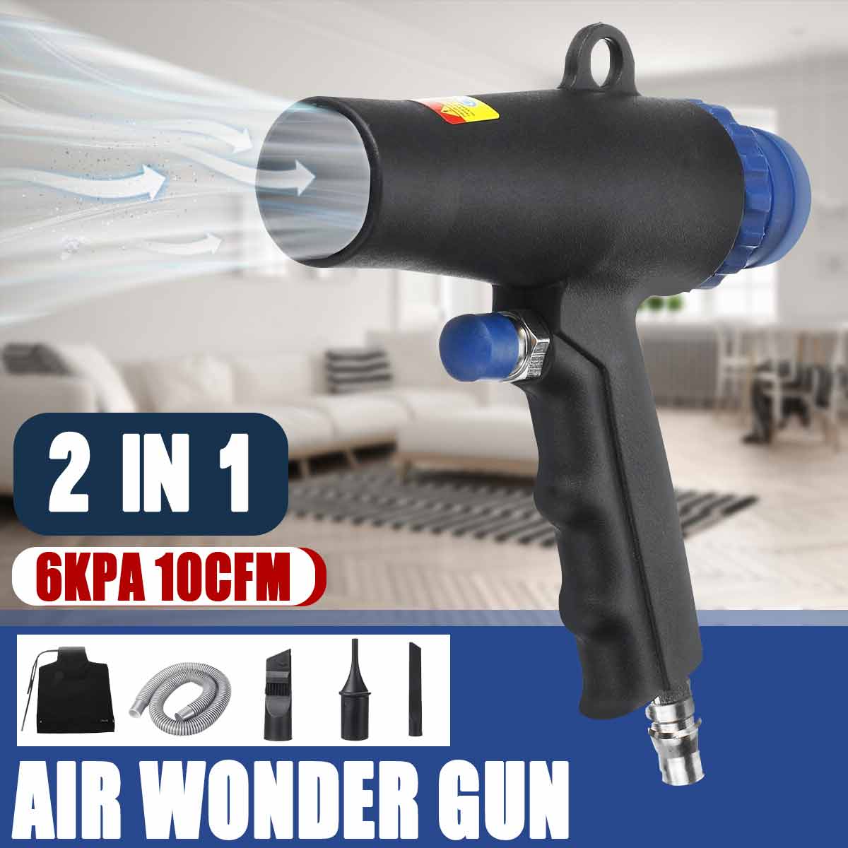 2 In 1 Air Duster Compressor Dual Function Air Vacuum Blow Suction Guns Kit Pneumatic Vacuum Cleaner Tool ► Photo 1/6