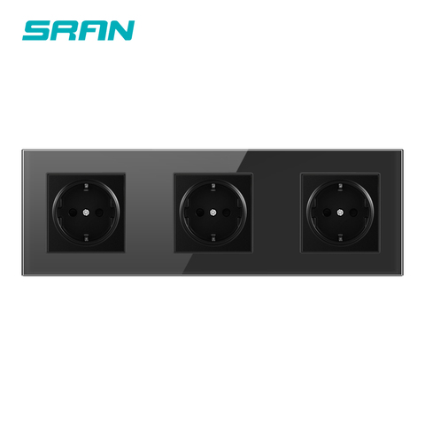 SRAN Wall Crystal Glass Panel Multi Way Power Socket Plug Grounded 16A EU Double, triple, quadruple Socket strip socket ► Photo 1/6