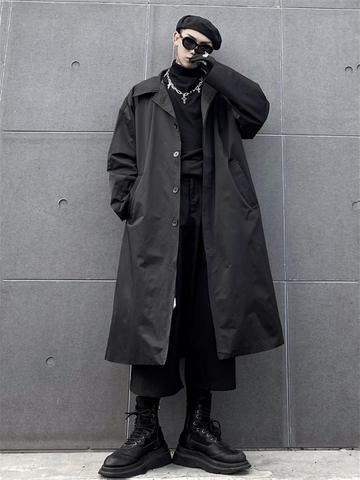 Windbreaker men's ins dark loose oversize mid-length over-the-knee coat jacket net celebrity the same style handsome tide ► Photo 1/6