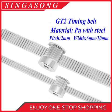 10Meter. PU with Steel Core timing belt GT2 Timing belt White Color 2GT open timing Belt 6mm 10mm Width 2M for 3d printer ► Photo 1/4