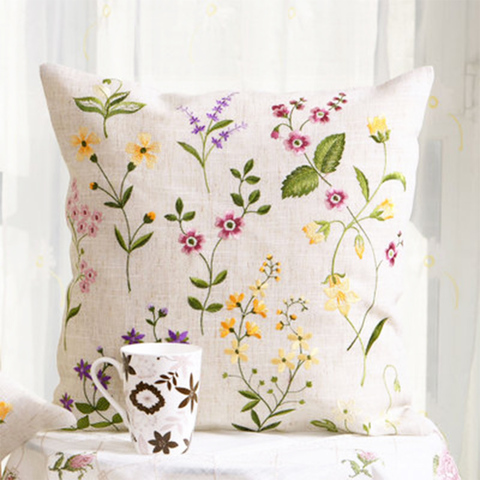 Idyllic style simple fashion embroidery flowers design for bedside waist   pillow case sofa  cushion cover ► Photo 1/6
