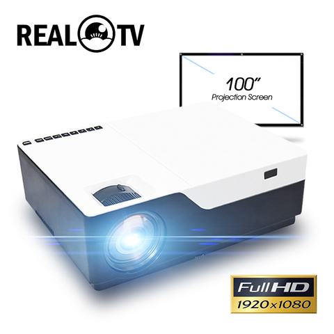 REAL TV M18 Full HD 1080P Projector 4K 6500 Lumens Cinema Proyector Beamer Android WiFi Bluetooth hdmi VGA AV SD USB with gift ► Photo 1/1