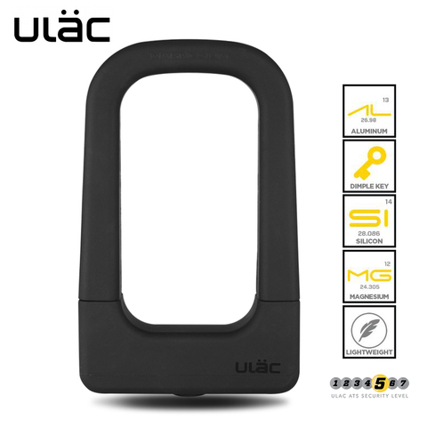 ULAC Bike Lock With 3 Keys Security Anti-theft Bicycle Lock Magnesium Alloy Strong Padlock for Bicycle Motorcycle Cycle U Lock ► Photo 1/6