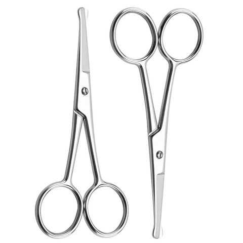 1pc Round Head Safety Cuticle Manicure Scissors Professional Small Clipper Eyebrow Nose Hair Cut Trimming tweezers ► Photo 1/6
