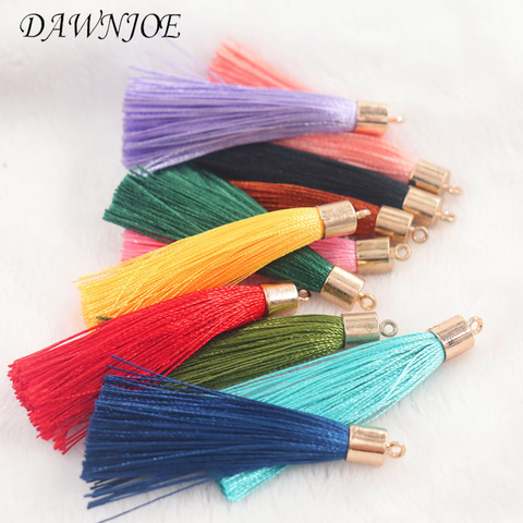 10pcs 20color 6cm Long Silk Tassel Brush Metal Caps Tassel Charms Pendant DIY Jewelry Making Jewelry Components Accessories ► Photo 1/5