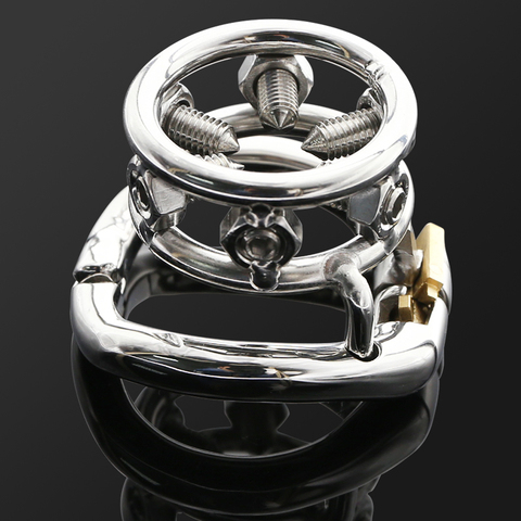 CBT MICRO CHASTITY SPIKES BRACELET Stainless Steel Chastity Cage With With arc-shaped Cock Ring BDSM toys Bondage Fetish ► Photo 1/6