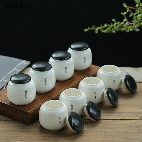 Simple retro portable travel home Ganoderma lucidum tea coffee bean biscuit candy sealed jar pill powder ceramic storage tank ► Photo 1/5