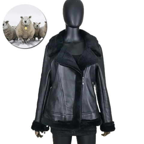 New Stylish Genuine Lambskin Leather Jacket Women Black Slim fit Motorcycle Biker Women Leather Coat ► Photo 1/6