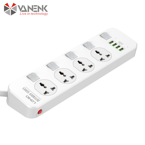 Universal Power Board Individual Switch USB Extension Lead Socket Outlets Travel Adapter 4USB 3.4A ► Photo 1/6