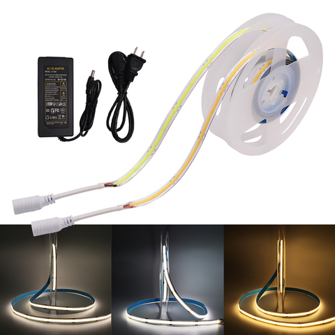 FCOB LED Strip Light 384 528 LEDs High Density COB Flexible LED Tape White/Warm White/Nature Linear 12V Stripe Lamp EU/US/AU/UK ► Photo 1/6