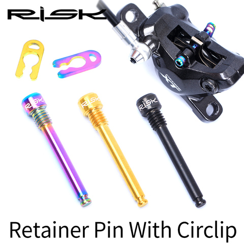RISK 2pcs/box Road MTB Bike Bicycle M4x26.5 Titanium Retainer Pin With Circlip Bolt For Threaded Hydraulic Disc Brake Pad Lining ► Photo 1/6