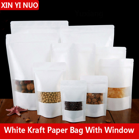 50pcs/lot White Frosted Kraft Paper Bag White Gift Pouch Gift Paper Packaging Bags Personal Customization Logo Printed ► Photo 1/6