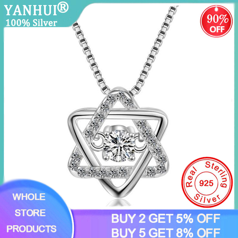 YANHUI Fashion Star Heart Shape Necklaces For Women Simple Silver 925 Clavicle Chain Charms Pendant Necklace Girl Jewelry Gift ► Photo 1/6