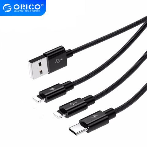 ORICO 3 in 1 USB Lightn Cable for iPhone X Charging Charger Micro USB Cable For Android USB Type c Phone Cables for Samsung S10+ ► Photo 1/6