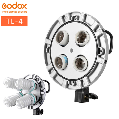 Photo Studio Godox TL-4 4in1 E27 Socket Tricolor Bulb Light Lamp Head Continuous light For Bowen Mount Multi-Holder Photography ► Photo 1/6