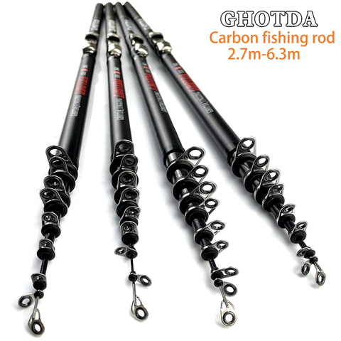 Black Rock Rod 2.7M 3.6M 4.5M 5.4M 6.3M Fishing Rod Tough Carbon Fiber M Power Telescopic Travel Sea Boat Rock Fishing Rod ► Photo 1/6