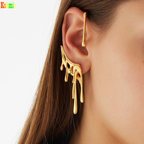 Kshmir 2022 new Punk Gold metal drop wax irregular lava metal earring buckle earrings, suitable for female jewelry gifts ► Photo 1/6