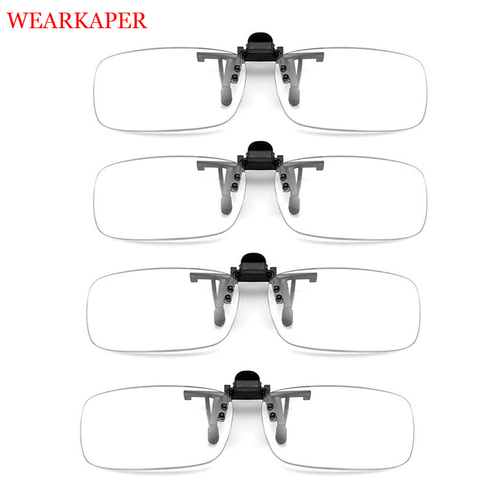 4 PCS Clip Reading Glasses Transparent Lens & Clip Eyeglasses Flip up Portable Anti-Blue Light Reading Glasses ► Photo 1/6