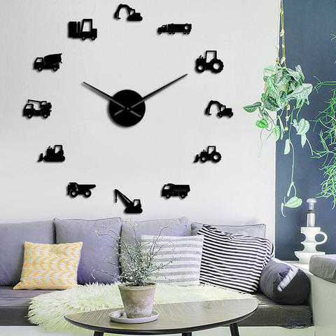 Excavator Modern DIY Giant Wall Clock Heavy Equipment Architecture Operator Machine Construction Office Art Work Vehicles Watch ► Photo 1/6