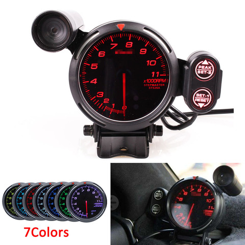 5'' Car Meter Tachometer Gauge Tacho Meter 7 Color LED Shift Light 0-11000  RPM