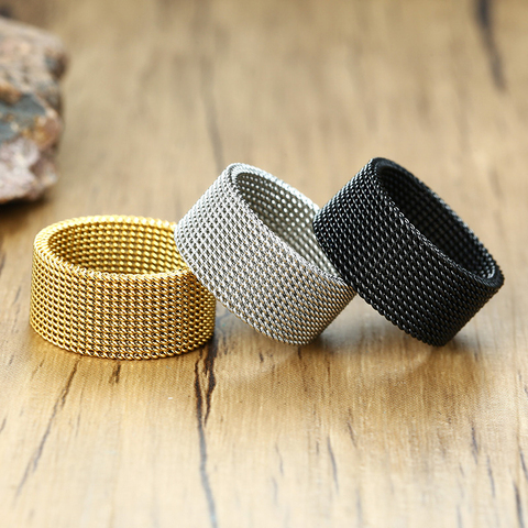 Modyle Fashion Unisex Elastic Mesh Stainless Steel Ring Circle Woven Mesh Women Men Wedding Rings Friends Gift ► Photo 1/6