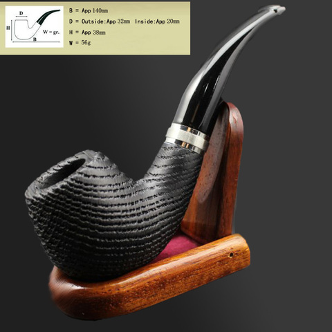 16 Tools Handmade Nature Bog Oak Wood Tobacco Smoking Pipe Bowl Wooden Ring Smoke Pipe +Pouch +Stand +9mm Pipe Filters XBD506 ► Photo 1/6