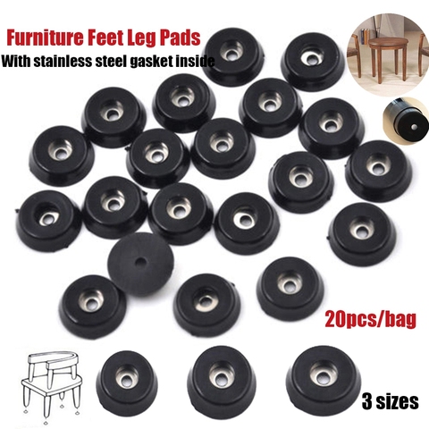 Hot Sale 20Pcs Anti Slip Black Rubber Table Chair Furniture Feet Leg Pads Tile Floor Protectors Furniture Feet Accessories ► Photo 1/6