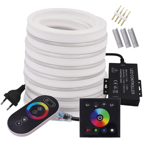 Neon Light 220V 110V LED Strip Wall Remote 5050 RGB Flexible Rope Narrow Tube Waterproof DIY Christmas Holiday Decoration Light ► Photo 1/6