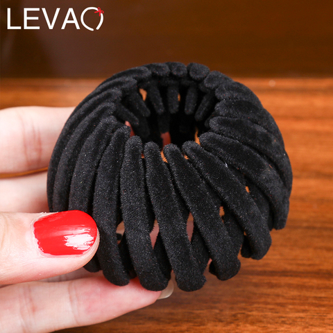 Levao Velvet Buckle Hairpins Bird Nest Bun Hairpin for Women Ponytail Holder Hair Claw Clips Solid Color Hair Clip Headwear ► Photo 1/6