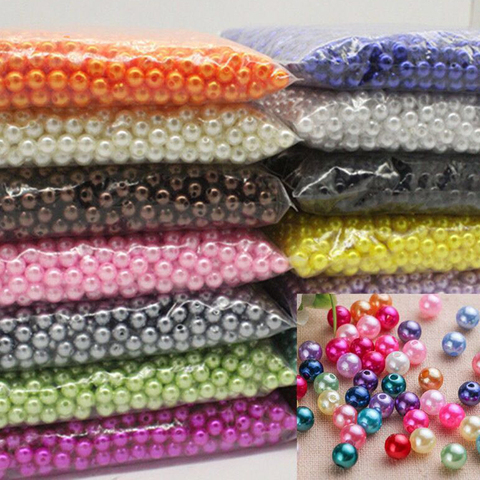 4/6/8mm color straight holes round Acrylic Sew on pearls spacer beads clothes headwear shoes bag craft beaded DIY Jewelry Making ► Photo 1/6