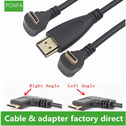 90 Degree Mini HDMI Left & Right Angle Male to HDMI Male Cable For HDTV 1080p PS3 Evo HTC Vedio Goldpalted 0.5m ► Photo 1/5