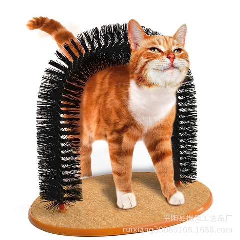 Comfortable Arch Cats Massager Pets Cat Itching Grooming Supplies Kitten Round Fleece Base Toy Scratching Device Brush MJ81706 ► Photo 1/5