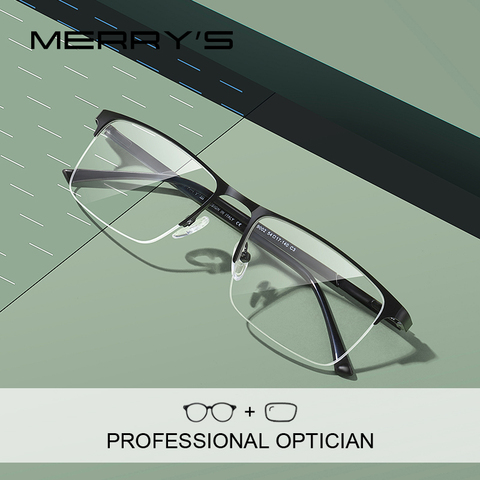 MERRYS DESIGN Men Prescription Glasses Square Myopia Prescription Eyeglasses Male Business Style Half Optical Glasses S2102PG ► Photo 1/6