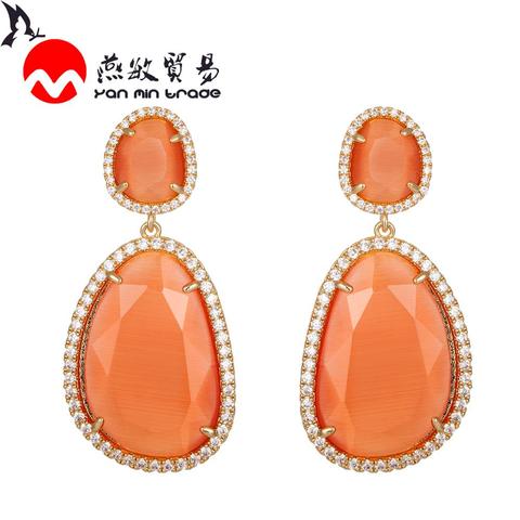 12Color Luxury Earrings Geometric Shape Advanced K9 Glass Crystal Gem Earrings For Women Blue Color 2022 Fashion Jewelry ► Photo 1/6