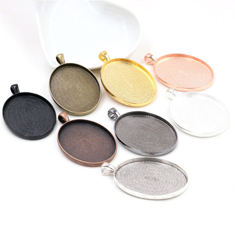 New Fashion 5pcs 30x40mm Inner Size 8 Colors Plated Simple Style Cabochon Base Setting Charms Pendant ( ► Photo 1/6