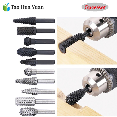 5pcs Steel Rotary Rasp File 1/4