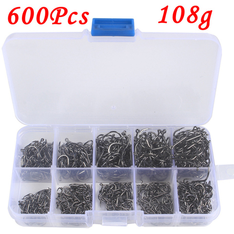 600pcs Carbon Steel Barbed Fish Hooks 3#-12# Fishing Hooks Jig With Hole Carp Fly Fishing Hook Tackle Set Fishhooks Pesca ► Photo 1/6