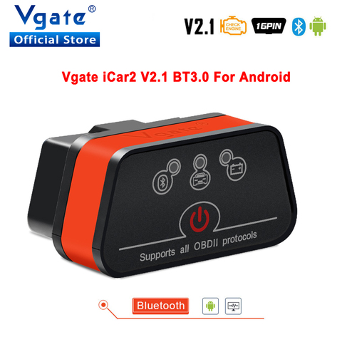 Vgate iCar2 ELM327 car Diagnostics OBD OBD2 scanner Bluetooth Elm 327 v2.1odb2 OBDII code reader PK elm327 V1.5 PIC18F25K80 ► Photo 1/6