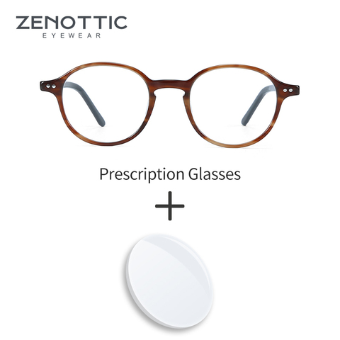 ZENOTTIC Acetate Prescription Eyeglasses Women Men Retro Round Anti-Blue-Ray Photochromic Spectacles Myopia Hyperopia Glasses ► Photo 1/6