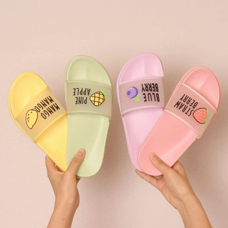 Women Sweet Transparent Flip flops Sandals Beach Slippers Fruits Shoes Flat Heel 