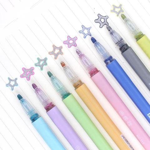 8 Colors Highlighter Double Line Outline Draw Marker Fluorescent Pen Stationery Combination discount ► Photo 1/6