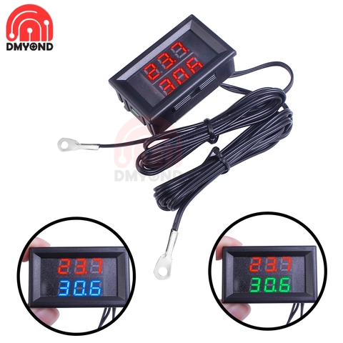 Mini Dual Display Digital Thermometer w/ Dual NTC Waterproof Metal Probe Temperature Sensor Tester for Car Room Indoor ► Photo 1/6