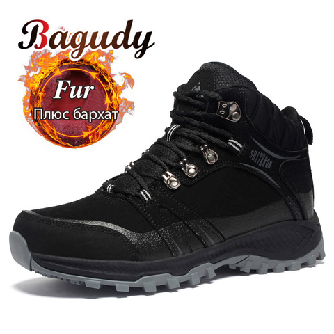 Super Warm Winter Snow Boots Outdoor Non-slip Men Snow Boots Lace Up Men Ankle Boots Waterproof Comfortable Winter Shoes Male ► Photo 1/6