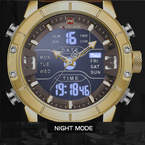 NAVIFORCE Watches Fashion Quartz Men Watch Leather Waterproof Military Mens Watches Analog Digital Male Clock Relogio Masculino ► Photo 1/6